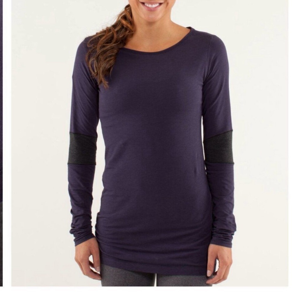 Lululemon Devotion Long Sleeve T Black Swan/Heathered Black Sz 2